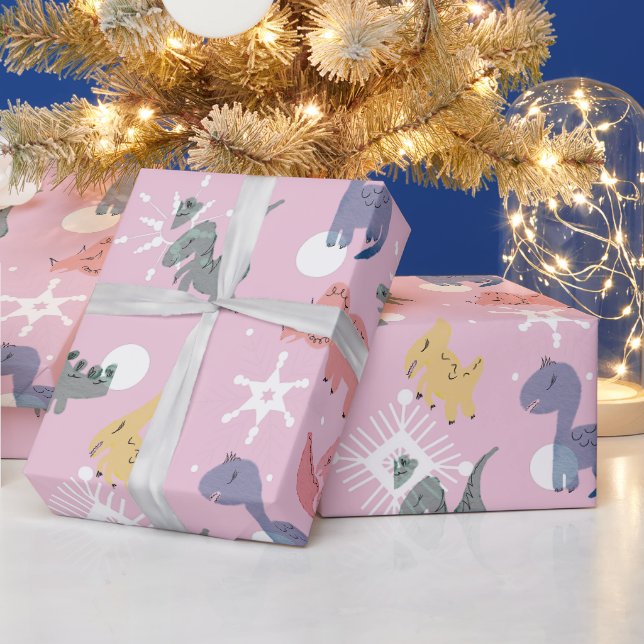 Papel De Presente Festa de Aniversário de Dinossauros de Natal Fofos (Feriados)