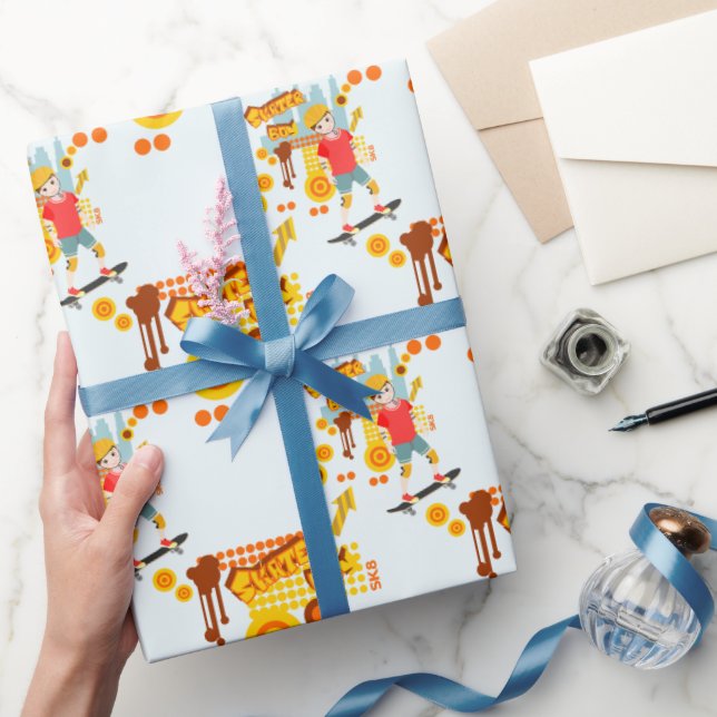 Papel De Presente Festa de aniversário de Diversão do Parque do skat (Presentear)