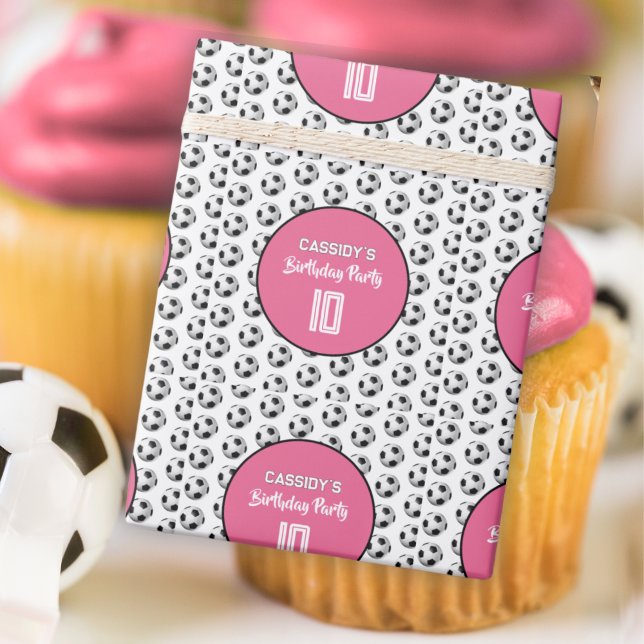 Papel De Presente Festa de Aniversário de Futebol Menina Rosa (Criador carregado)