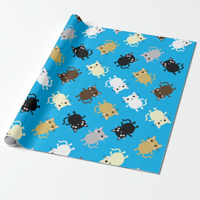 Papel De Presente Festa de aniversário de gatos (Desenrolado)