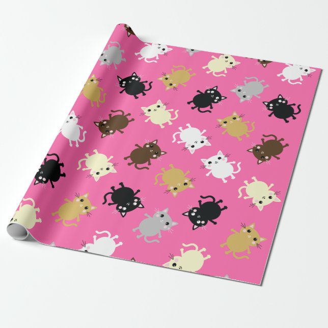 Papel De Presente Festa de aniversário de gatos (Desenrolado)