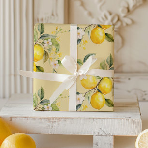 Papel De Presente Festa de aniversário de limões de aquarelas