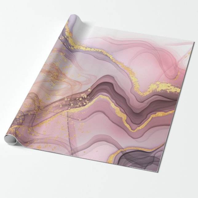 Papel De Presente festa de aniversario de meninas de brilho Dourado  (Desenrolado)