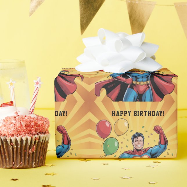 Papel De Presente Festa de Aniversário de Meninos Super-Heróis (Festa de aniversário)
