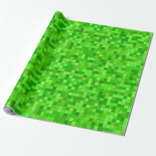 Papel De Presente Festa de aniversário de pixels de jogador verde