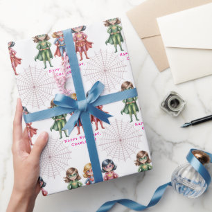 Papel De Presente Festa de aniversário De Supergirl Heroes Para Meni