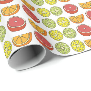 Papel De Presente Festa de Aniversário de Verão Colorida de Frutas C