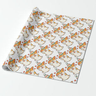Papel De Presente Festa de aniversário do Corgi