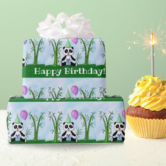 Papel De Presente Festa de Aniversário do Panda (Criador carregado)