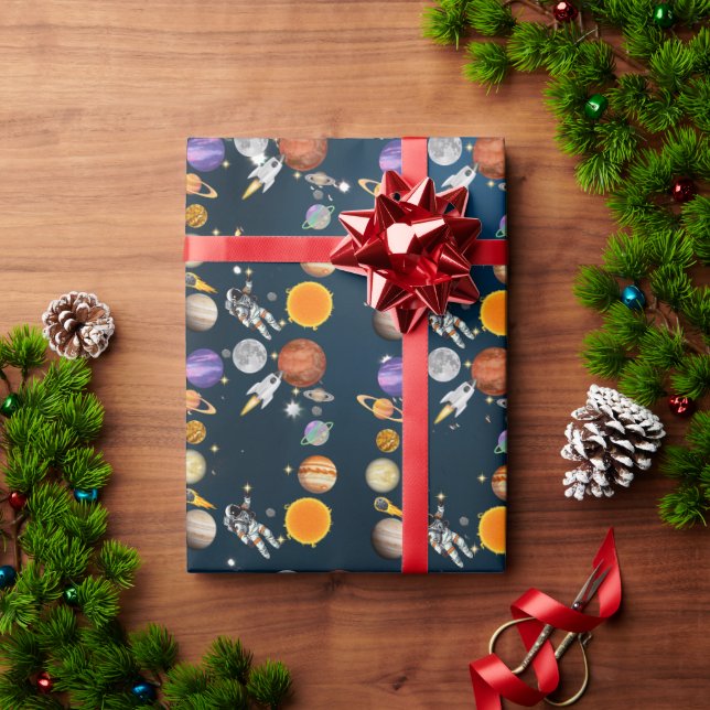 Papel De Presente Festa de Aniversário do Primeiro Astronauta Espaci (Presente de Natal)