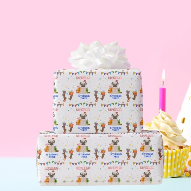 Papel De Presente Festa de Aniversário Infantil com Tema de Cachorri (Criador carregado)