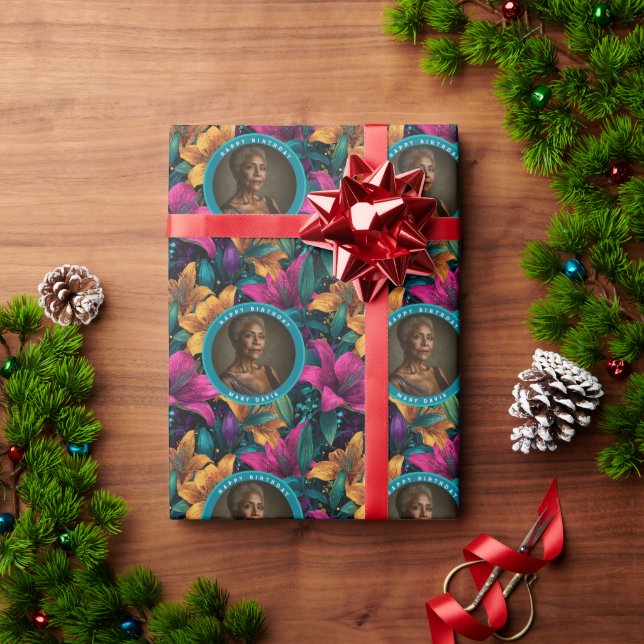 Papel De Presente Festa de Aniversário Jardim de Lírios Únicos (Presente de Natal)