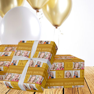 Papel De Presente Festa de aniversário Personalizada de Colagem de F