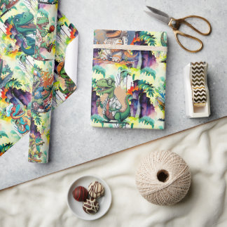 Papel De Presente Festa de aniversário Quic Dinossaur Trex