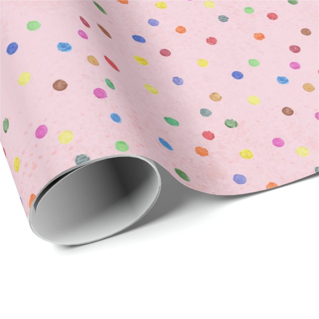 Papel De Presente Festa de Aniversário Rosa Cue the Confetti (Ponta do rolo)