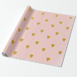 Papel De Presente Festa de Aniversário Rosa Rubor e Corações de Ouro<br><div class="desc">papel de embrulho personalizado</div>