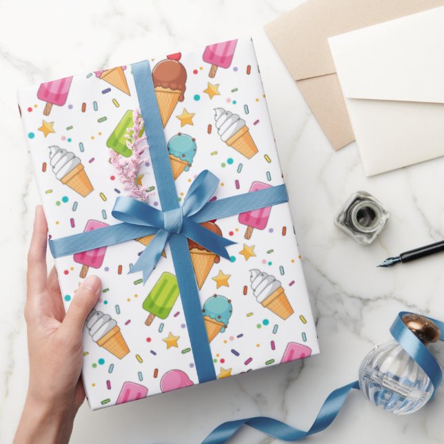 Papel De Presente Festa de aniversário sorvete (Presentear)