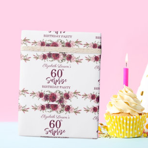 Papel De Presente Festa de Aniversário Surpresa para Idoso Floral Bu