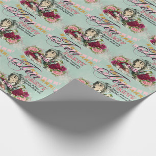 Papel De Presente Festa de Chá Personalizada Alice no País das Marav