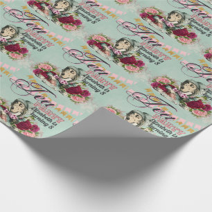 Papel De Presente Festa de Chá Personalizada Vintage Alice no País d
