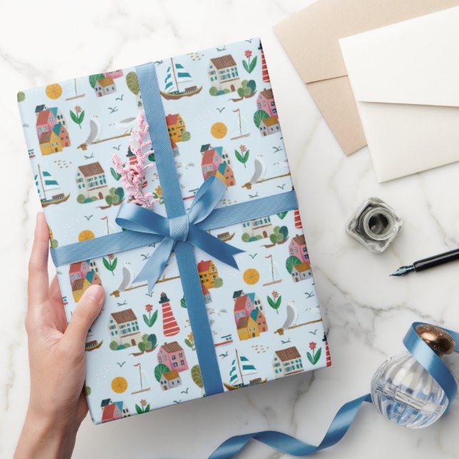 Papel De Presente Festa de Chabá de Bebê Azul da Vila Costeira (Presentear)