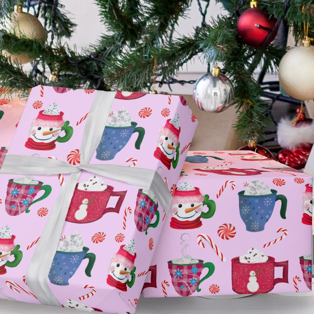 Papel De Presente Festa de Chocolate Quente de Hortelã (Cozy magic for gift-giving with hot chocolate peppermint wrapping paper!)
