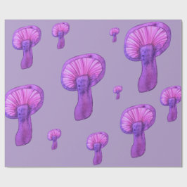 Papel De Presente Festa de cogumelos roxos
