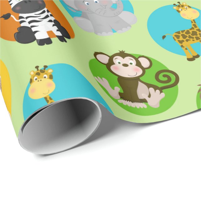 Papel De Presente festa de crianças da selva unisex (Ponta do rolo)