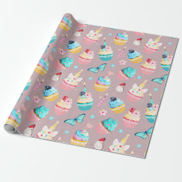 Papel De Presente Festa de Cupcake