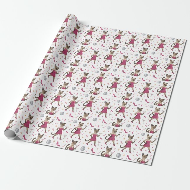 Papel De Presente Festa de Despedida de Solteira de Gata com tema Ro (Desenrolado)