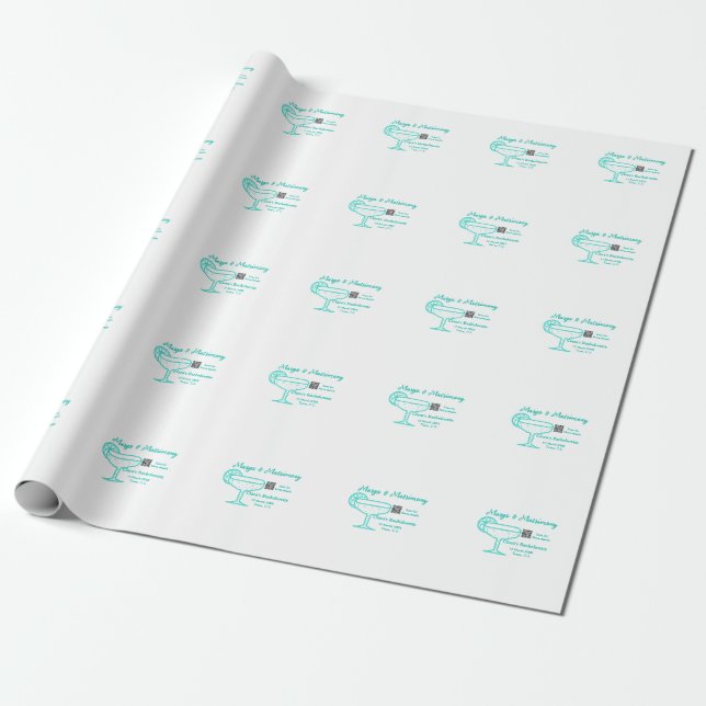 Papel De Presente Festa de despedida de solteira Turquoise Margs & M (Desenrolado)