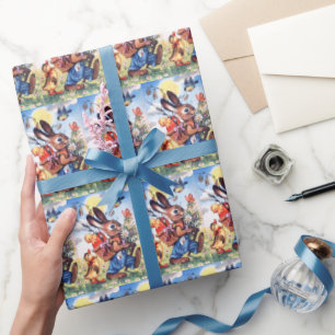 Papel De Presente Festa de Feriado de Coelhinho de Páscoa de Vintag