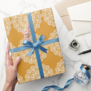 Papel De Presente Festa de Férias Brancas Amarelas Modernas Elegante