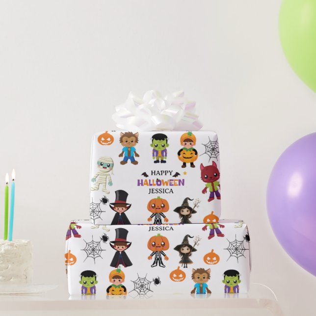 Papel De Presente Festa de Figurino de Halloween para Crianças Bonit (Presentes para festas)