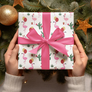 Papel De Presente Festa de Flamingo de Natal   Feriados