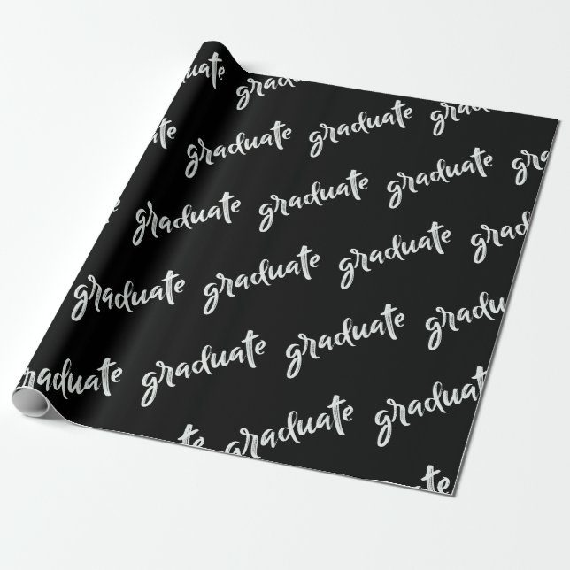 Papel De Presente Festa de Formatura com Letra Preta para Graduados (Desenrolado)