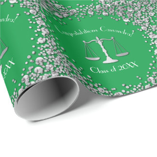 Papel De Presente Festa de formatura de Prata Verde da Faculdade de 