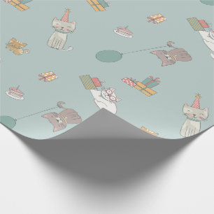 Papel De Presente Festa de gatos de aniversário