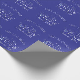 Papel De Presente Festa de Graduação de Chapéu e Coquetel Azul