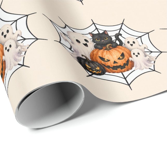 Papel De Presente Festa de Halloween Assustadora  (Ponta do rolo)