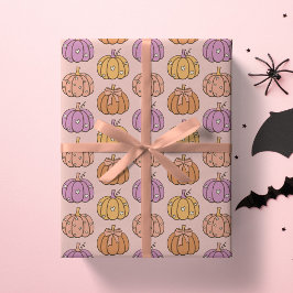 Papel De Presente Festa de Halloween Rosa Coquette Menina Abóbora Pr
