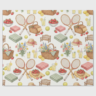 Papel De Presente Festa de Jardim de Tênis Piquenique & Morangos