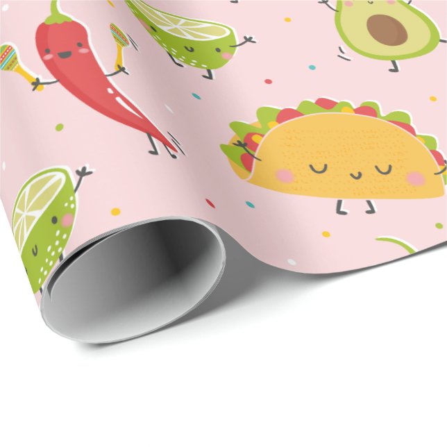 Papel De Presente Festa de Limão Pink do Avocado Chili, de Cute Taco (Ponta do rolo)
