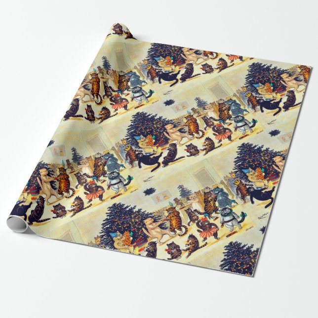 Papel De Presente Festa de Natal de Cat, Louis Wain (Desenrolado)