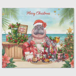 Papel De Presente Festa de Natal de Coquetel para amantes de Hipopót