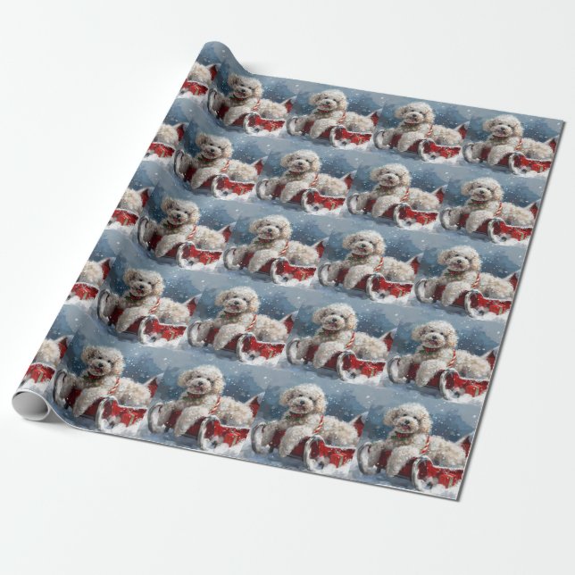 Papel De Presente Festa de Natal do Cão Poodle (Desenrolado)