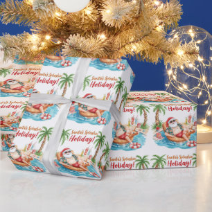 Papel De Presente Festa de Natal dos papais noeis na piscina