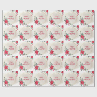 Papel De Presente Festa de Natal Floral de Rena Elegante