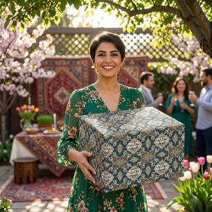 Papel De Presente Festa de Nowruz de Ano Novo Persa Oferece Azulejos