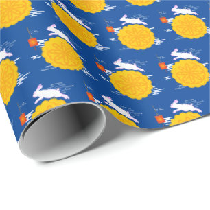 Papel De Presente Festa de outono de médio Coelho da Lua Saltando